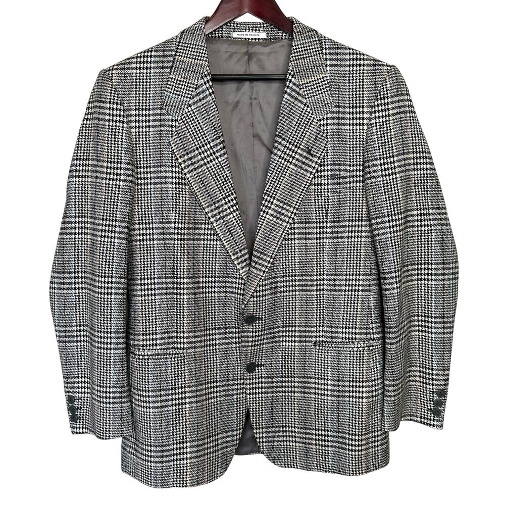 Vintage YSL Yves Saint Laurent Blazer 42 Glen Plaid Houndstooth Made in France
